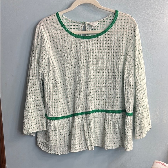 Crown & Ivy Cream Peplum Blouse with Long Sleeves - Picture 1 of 4